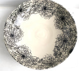 Porcelain Pottery Bowl with Black Chrysanthemums