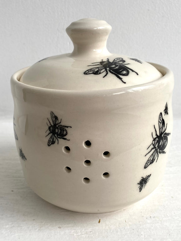 Bee Ware Porcelain Pottery Garlic Keeper