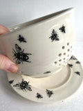 Bee Ware Porcelain Pottery Berry Bowl Quart Size