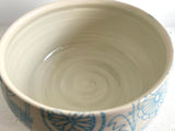Porcelain Pottery Bowl with Turquoise flowers