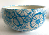 Porcelain Pottery Bowl with Turquoise Fruit Slices