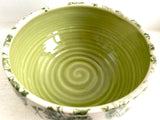 Porcelain Pottery Bowl with Cherry Blossom Branches in Green