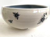 Bee Ware Porcelain Pottery Bowl with Blue Liner Glaze