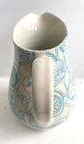 Porcelain Pottery Pitcher with Turquoise Flowers