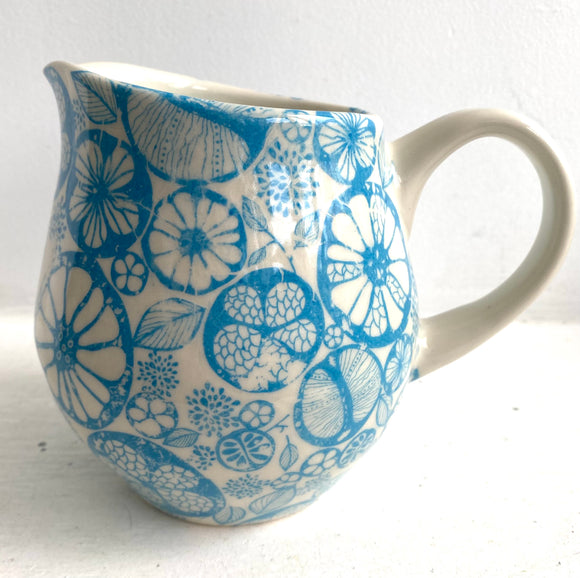 Porcelain Pottery Pitcher with Turquoise Fruit Slices
