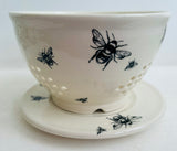 Bee Ware Porcelain Pottery Berry Bowl Quart Size