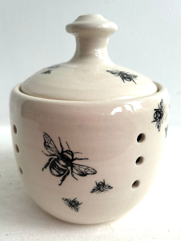 Bee Ware Porcelain Pottery Garlic Keeper