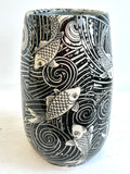 Porcelain Pottery Vase with Koi in Swirling Water