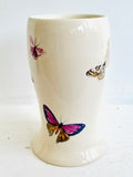 Porcelain Pottery Vase with Pink and 22k Gold Butterflies