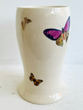 Porcelain Pottery Vase with Pink and 22k Gold Butterflies