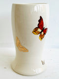 Porcelain Pottery Vase with Orange and 22k Gold Butterflies 2