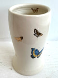 Porcelain Pottery Vase with Royal Blue and 22k Gold Butterflies