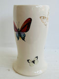 Porcelain Pottery Vase with Blue/Orange and 22k Gold Butterflies