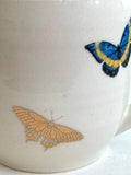 Porcelain Pottery Mug Royal Blue/Gold Butterflies 05