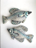 Wall Fish: Freshwater Crappie with Pastel Asian Wave Pattern Right Facing