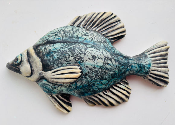 Wall Fish: Freshwater Crappie with Floral Pattern Left Facing 2