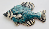 Wall Fish: Freshwater Crappie with Asian Wave Pattern Left Facing