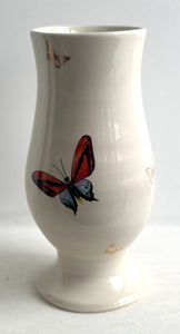 Porcelain Pottery Footed Vase with Full Colour and Gold Butterflies