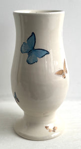 Porcelain Pottery Footed Vase with Full Colour and Gold Butterflies Large