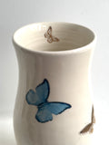 Porcelain Pottery Footed Vase with Full Colour and Gold Butterflies Large