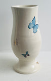 Porcelain Pottery Footed Vase with Full Colour and Gold Butterflies Large