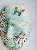 Wall Work: Large Meditation Mask with Echinacea & 3 Butterflies