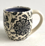 Porcelain Pottery Mug Black Lotus in Arabesque/Purple Liner