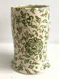 Porcelain Pottery Vase with Green Lotus Flowers in an Arabesque