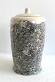 Porcelain Pottery Jar with Koi Swimming in Water