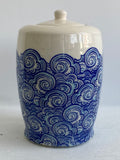Porcelain Pottery Jar with Blue Waves