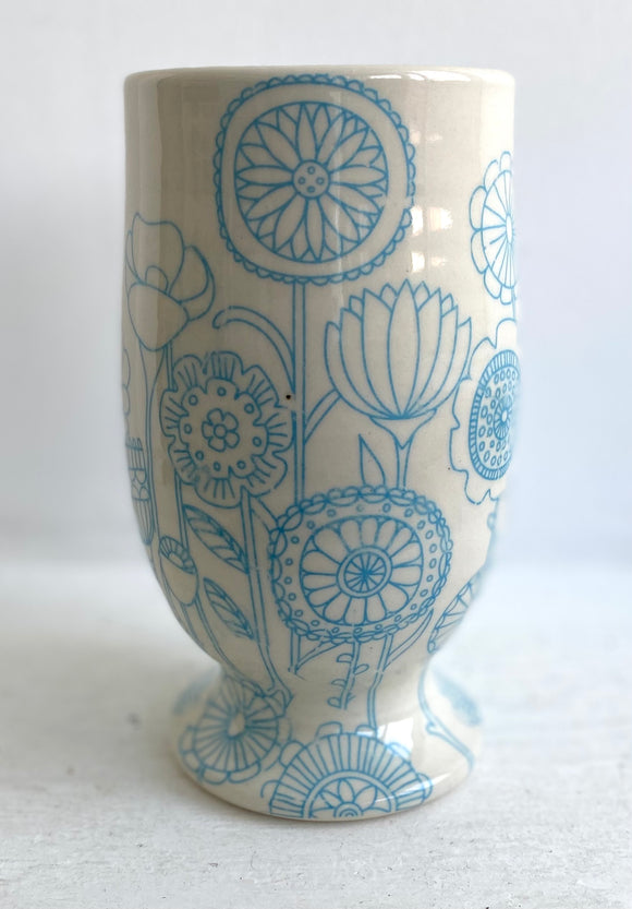 Porcelain Pottery Vase with Turquoise Flowers