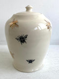 Porcelain Pottery Jar with Black and Gold Bees, medium