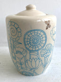 Porcelain Pottery Jar with Turquoise Flowers/Gold Butterflies