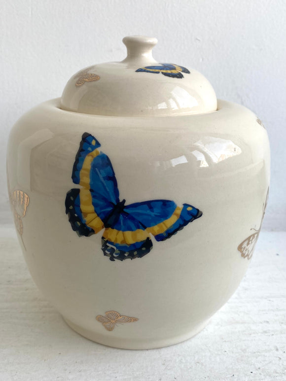 Porcelain Pottery Jar with Multicolour and Gold Butterflies 02