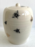 Porcelain Pottery Jar with Black and Gold Bees, large