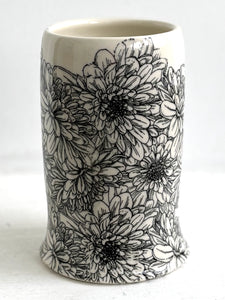 Porcelain Pottery Vase with Chrysanthemum Flowers