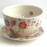 Berry Bowl Quart Size with Pretty Flowers