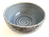 Porcelain Pottery Bowl with Koi Black Pattern/Blue Liner Glaze