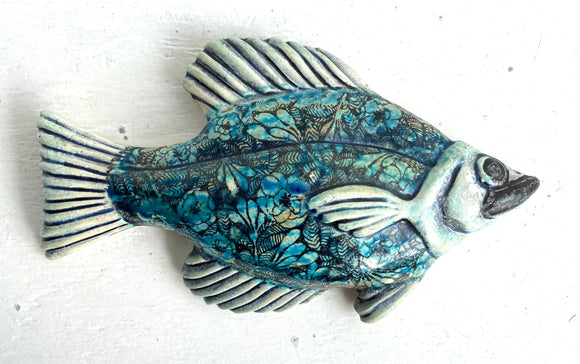 Wall Fish: Freshwater Crappie with Floral Pattern/Facing right