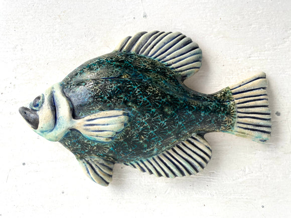 Wall Fish: Freshwater Crappie with Shell Pattern Left Facing
