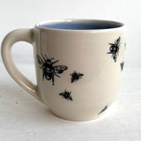 Bee Ware Porcelain Pottery Mug with NEW Blue Liner Glaze