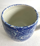 Porcelain Pottery Mug Blue Waves/NEW SHAPE/Pattern
