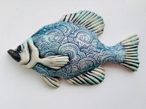 Wall Fish: Freshwater Crappie with Wave Pattern Left Facing