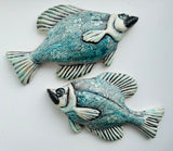 Wall Fish: Freshwater Crappie with Asian Wave Pattern Right Facing