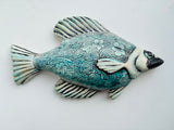 Wall Fish: Freshwater Crappie with Asian Wave Pattern Right Facing