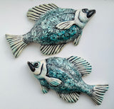 Wall Fish: Freshwater Crappie with Floral Pattern Left Facing in Blue