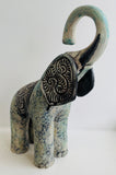 Sculpture of Baby Elephant with Arabesque and Floral Transfer