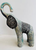 Sculpture of Baby Elephant with Arabesque and Floral Transfer