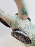 Sculpture of Baby Elephant with Arabesque and Floral Transfer