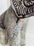 Sculpture of Baby Elephant with Arabesque and Floral Transfer